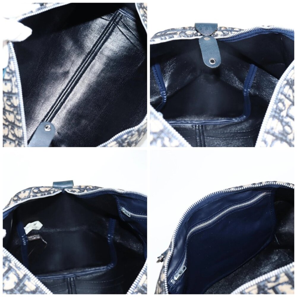 Christian Dior Trotter Canvas Boston Bag Navy Silver Auth 129623 - Picture 15 of 16